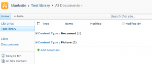 View grouped content types